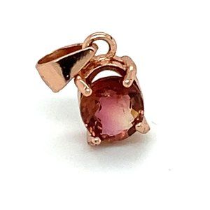 Red Tourmaline .80ct Rose Gold Silver Pendant